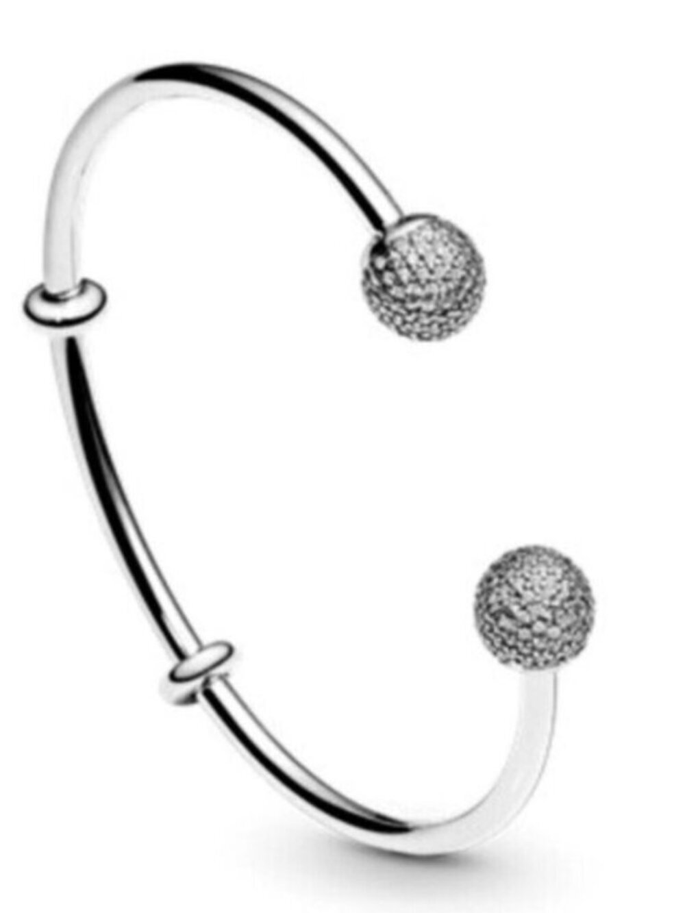 Pandora Women's Silver Bangle with Cubic Zirconia S925 Round Bracelet
